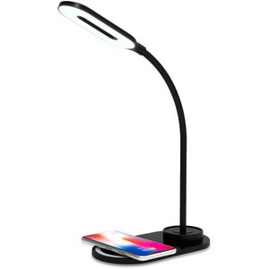 Офисная настольная лампа светодиодная с регулировкой цветовой температуры USB-портом и беспроводным ЗУ Ambrella DE589