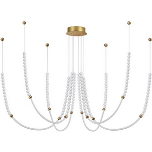Люстра led для гостиной Odeon Light Monella 6639/70L металл/античная бронза/белые бусы из акрила IP20 LED 70W 3500K 220V