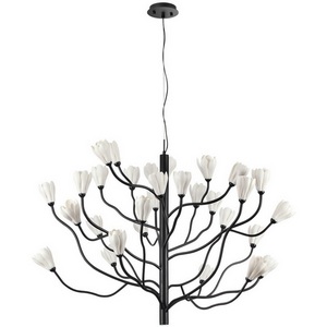 Подвесная люстра Odeon Light Gardi 5090/30 черный матовый/белый/фарфор G4 LED 30*5W с цветами