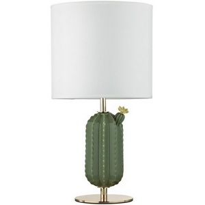 Настольная лампа Odeon Light Cactus 5425/1T золотой/зеленый/белый/металл/керамика/ткань E27 1*60W