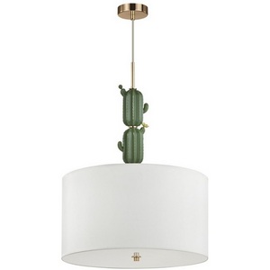 Потолочный светильник подвесной освещает 5 м? Odeon Light Cactus 5425/3 золотой/зеленый/белый/металл/керамика/ткань E27 3*60W