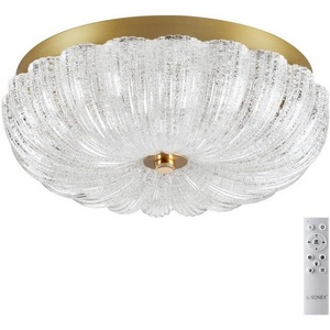 Потолочный светильник Sonex Tesoro 7719/36L металл/стекло/прозрачный/золотой LED 36Вт 3000-6500K D300 IP20 пульт ДУ