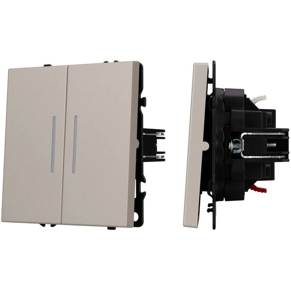 Выключатель проходной ARL NOBE 2 кл подсветка софт-тач кашемир SWT-MKP2-SFPL-L-CA (250V, 10A) (Arlight,) 059421(1)  фото